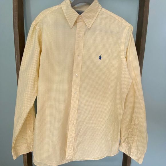 Ralph Lauren Yellow & White Checked Button Down Shirt - Picture 1 of 8